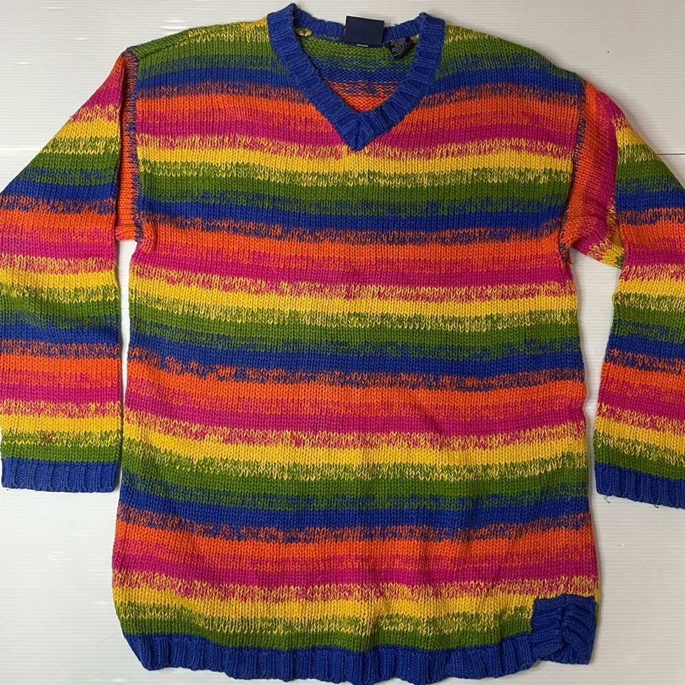 VTG 955 Originals Rainbow Striped Colorful Knit Sweater Womens Small/ Medium